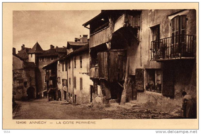 Cpa 74 HAUTE SAVOIE   Annecy Le Vieux  La Cote Perriere Rue Maisons Village - Annecy-le-Vieux