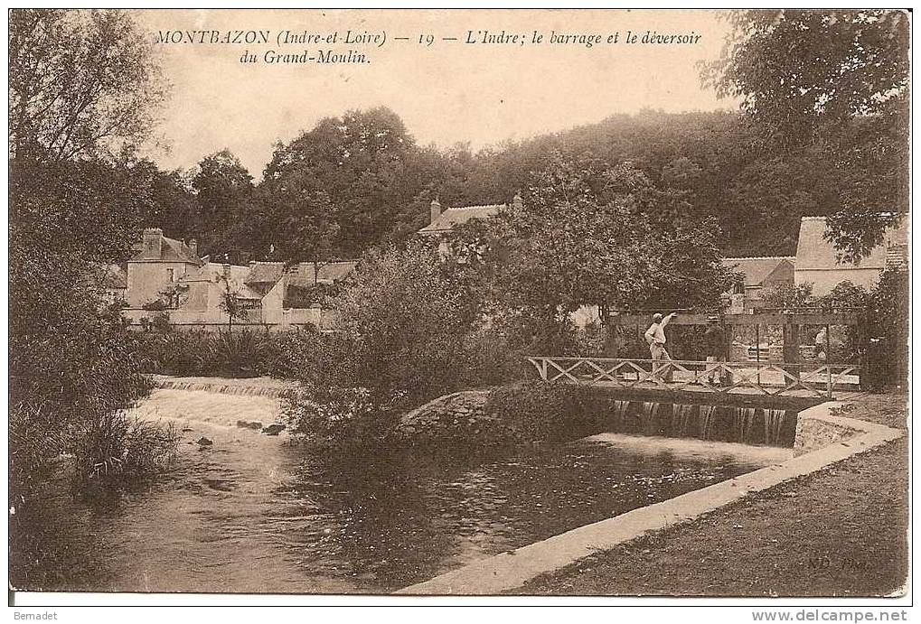 MONTBAZON....L'INDRE ..LE BARRAGE ET LE DEVERSOIR DU GRAND MOULIN - Montbazon