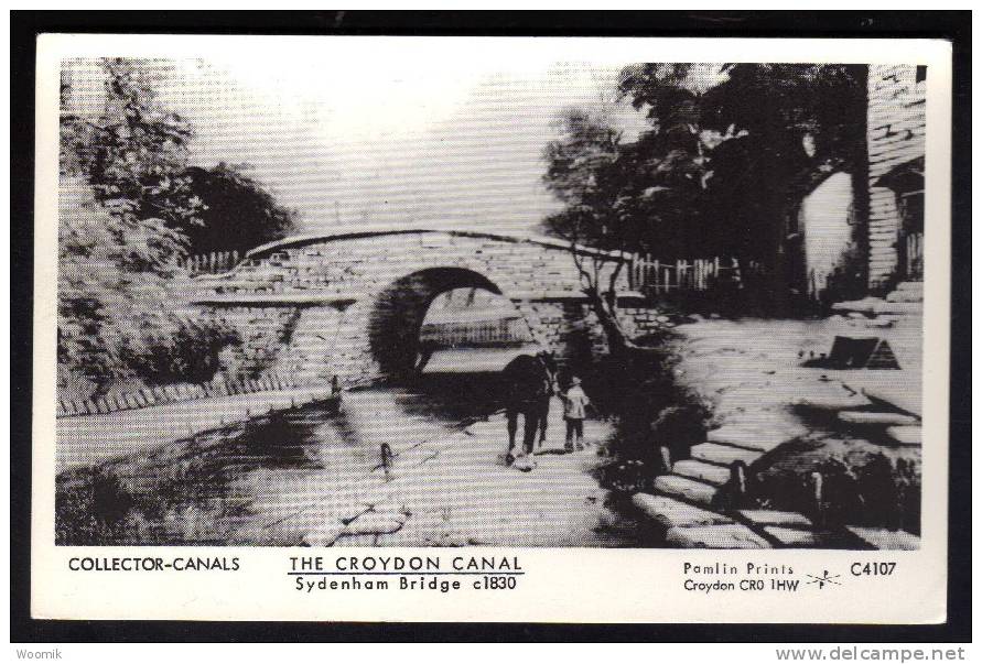 Sydenham Bridge ~ The Croydon Canal ~ C1830 ~ B&W R/P - Surrey