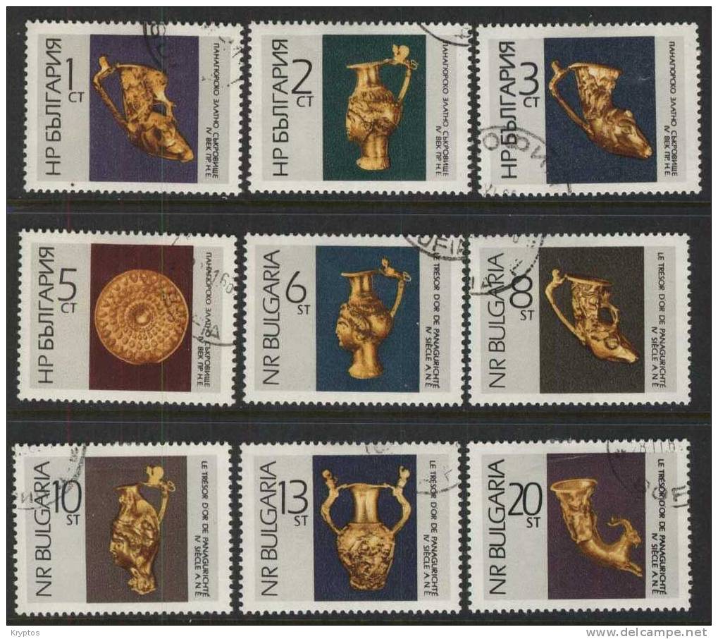 Bulgaria 1966 - Gold Treasures Form Panagursko. Complete Set Of 9 - Gebruikt