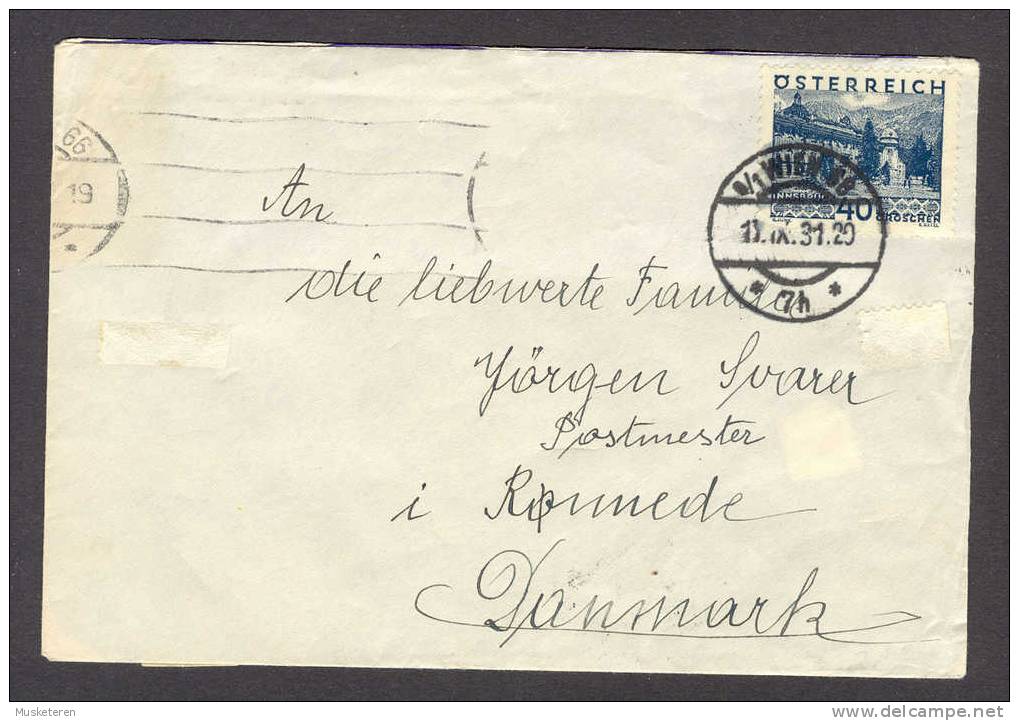 Austria Deluxe WIEN 68 Cancel 1931 Cover To Post Master Rønnede Denmark - Covers & Documents