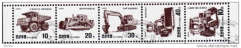 Große Bau-Fahrzeuge Korea 3773/7 Als 5-ZD+Kleinbogen O 155€ Bagger Schwerlast-LKW Radlader Traktor M/s Sheetlet Bf Corea - Trucks