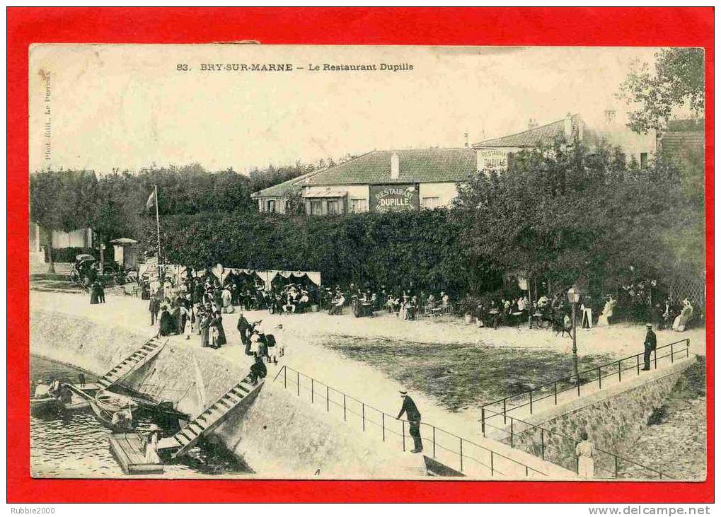 BRY SUR MARNE 1904 LE RESTAURANT DUPILLE  CARTE EN BON ETAT - Bry Sur Marne