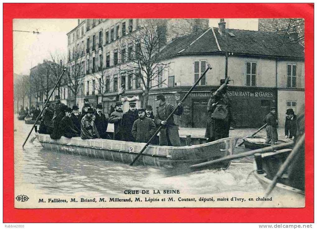 IVRY SUR SEINE JANVIER 1910 FALLIERES BRIAND MILLERAND LEPINE ET COUTANT MAIRE D IVRY DEVANT LE RESTAURANT DES 2 GARES - Ivry Sur Seine