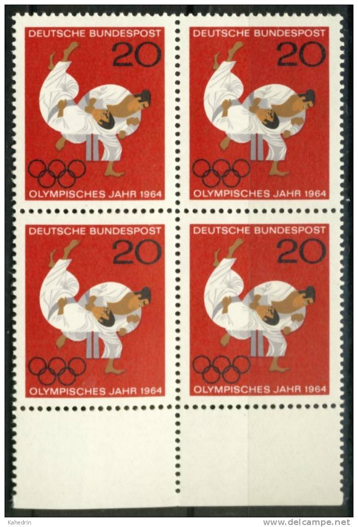 BRD Bund 1964, Block Of 4 Margin, Olympic Games, Olympische Spiele, Sport, Judo **, MNH - Summer 1964: Tokyo