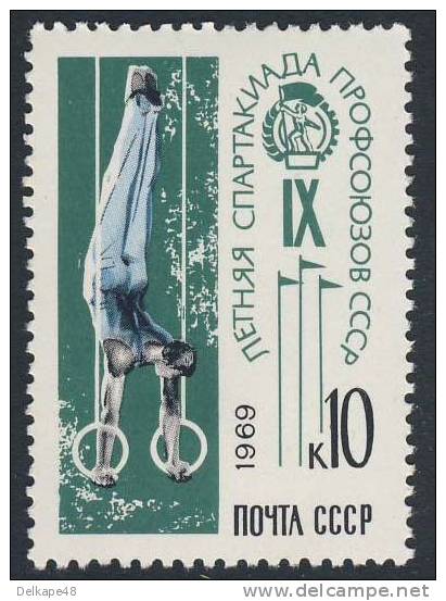 Soviet Unie CCCP Russia 1969 Mi 3657 YT 3519 ** Gymnastics Rings - Trade Unions' Games, Moscow /  Turner An Den Ringen - Gymnastique