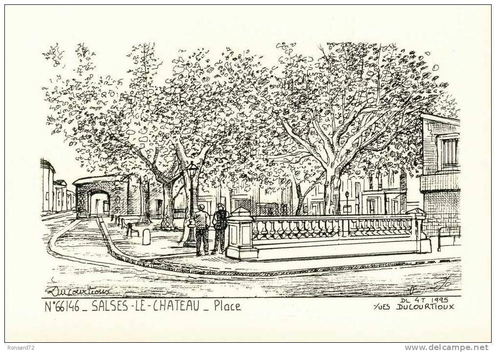 66 SALSES-LE-CHATEAU - Place  - Illustration Yves Ducourtioux - Salses