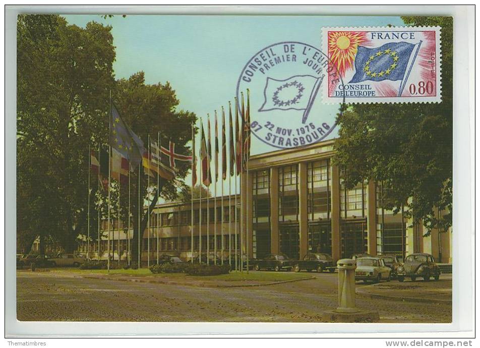 CM0399 Conseil De L Europe Drapeau STRASBOURG Service 46 à 48 France 1975 FDC Maximum Premier Jour - Institutions Européennes