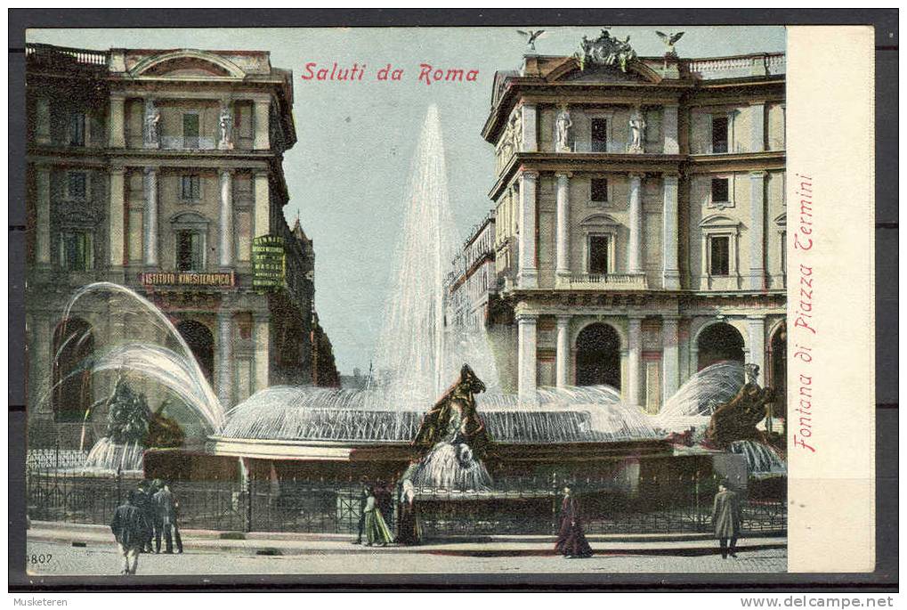 Italy Rome Saluti Da Roma -  Fontana Di Piazza Termini Old Postcard Postkarte Cartolina Postale Mint - Fontana Di Trevi