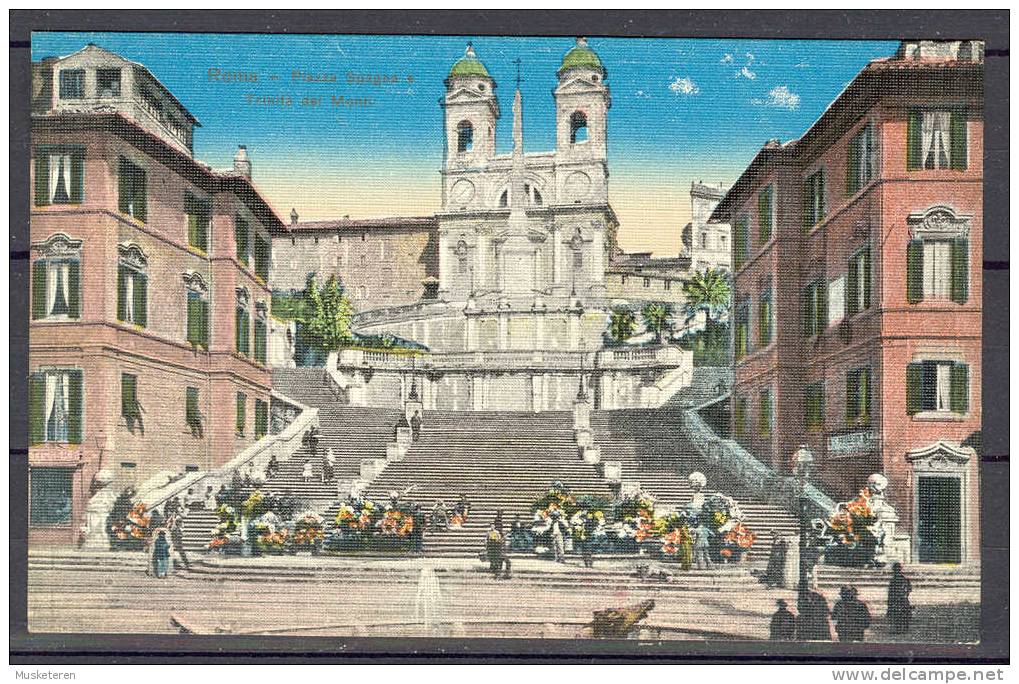 Italy Rome Roma -  Piazza Spagna & Trinita Del Mont Old Postcard Postkarte Cartolina Postale Mint - Places