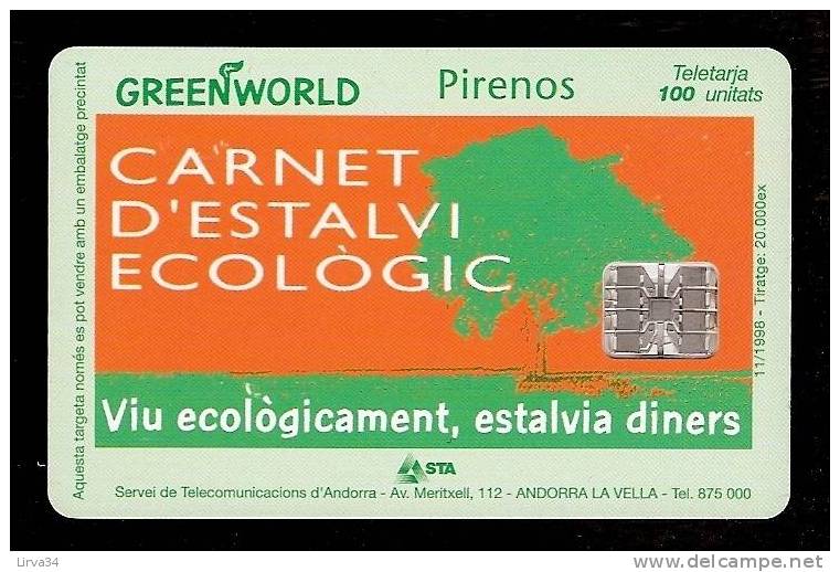 TÉLÉCARTE D 'ANDORRE  100 UNITÉS-  N°  97 - UTILISÉE - BON ÉTAT GÉNÉRAL- ECOLOGIE - Andorre