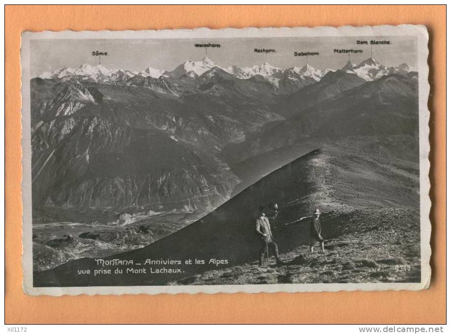 F104 (Crans) Montana, Anniviers Et Les Alpes, Vue Du Mont Lachaux. Alpinistes. ANIME. - Anniviers