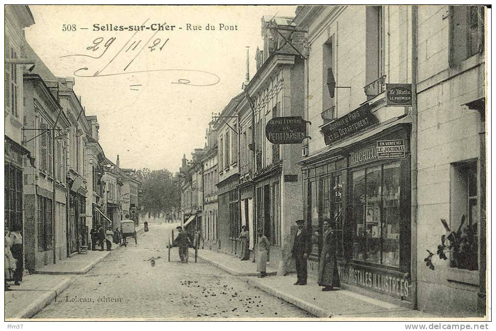 SELLES SUR CHER - Rue Du Pont - Animation, Circulé 1921 - Selles Sur Cher