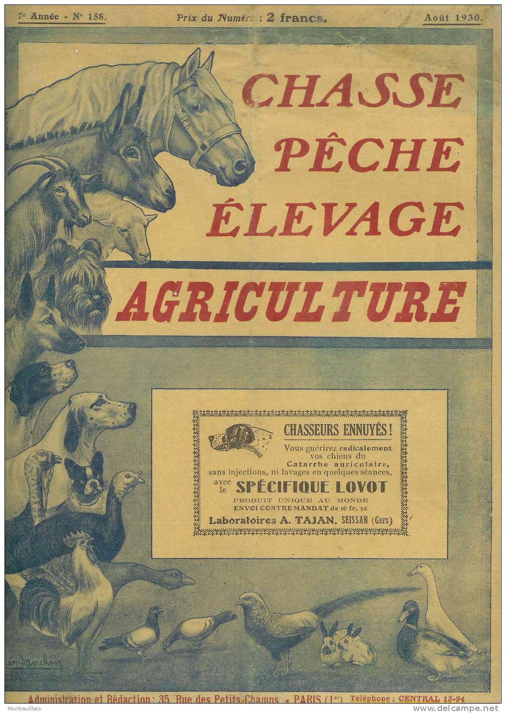 Chasse, Pêche, élevage, Agriculture, De 1930, N° 158, 11 Pages, Format 22,5 X 30,5, Gibier, - Caza/Pezca