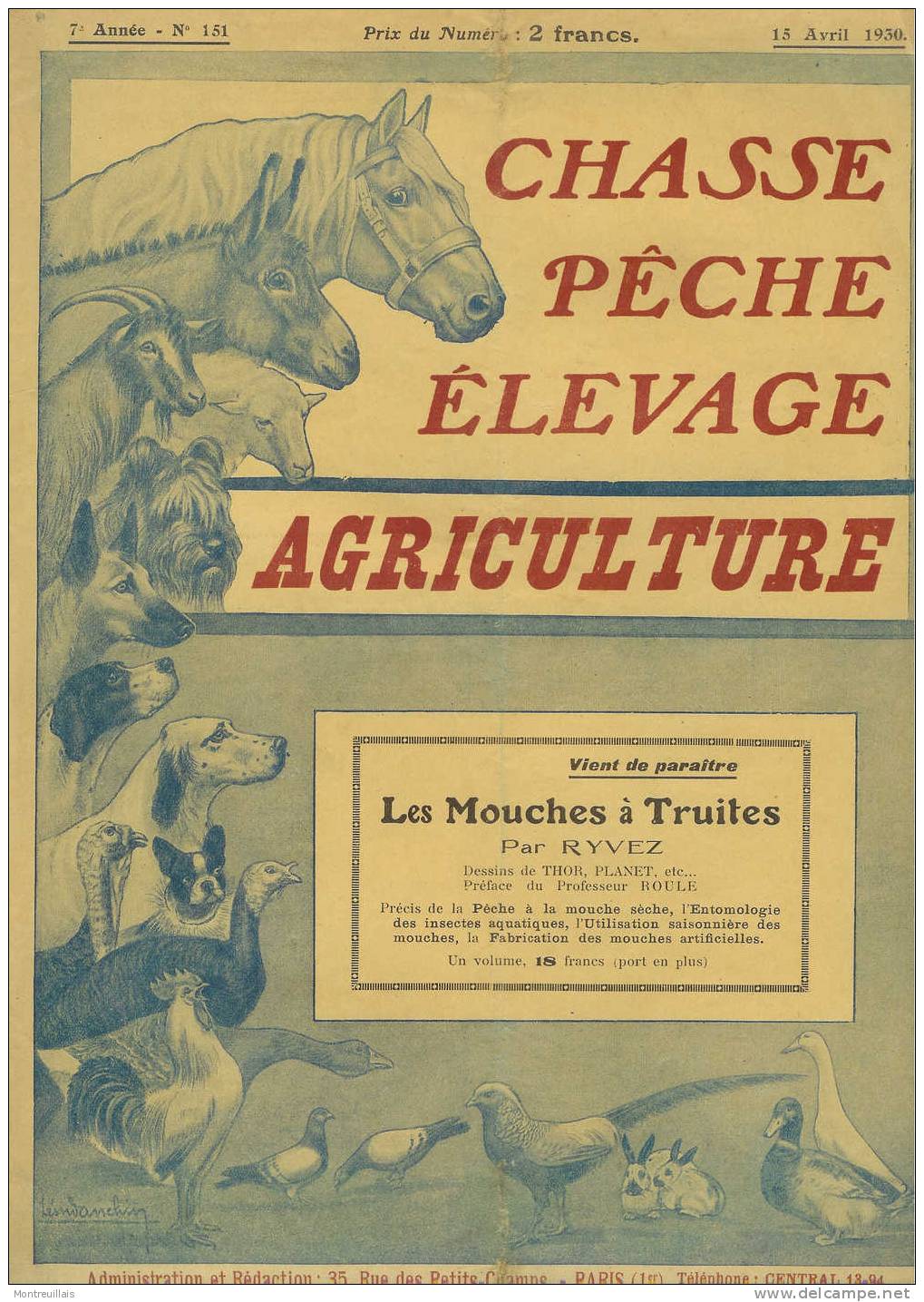 Chasse, Pêche, élevage, Agriculture, De 1930,  N° 151, 11 Pages, Format 22,5 X 30,5, Gibier, - Chasse/Pêche