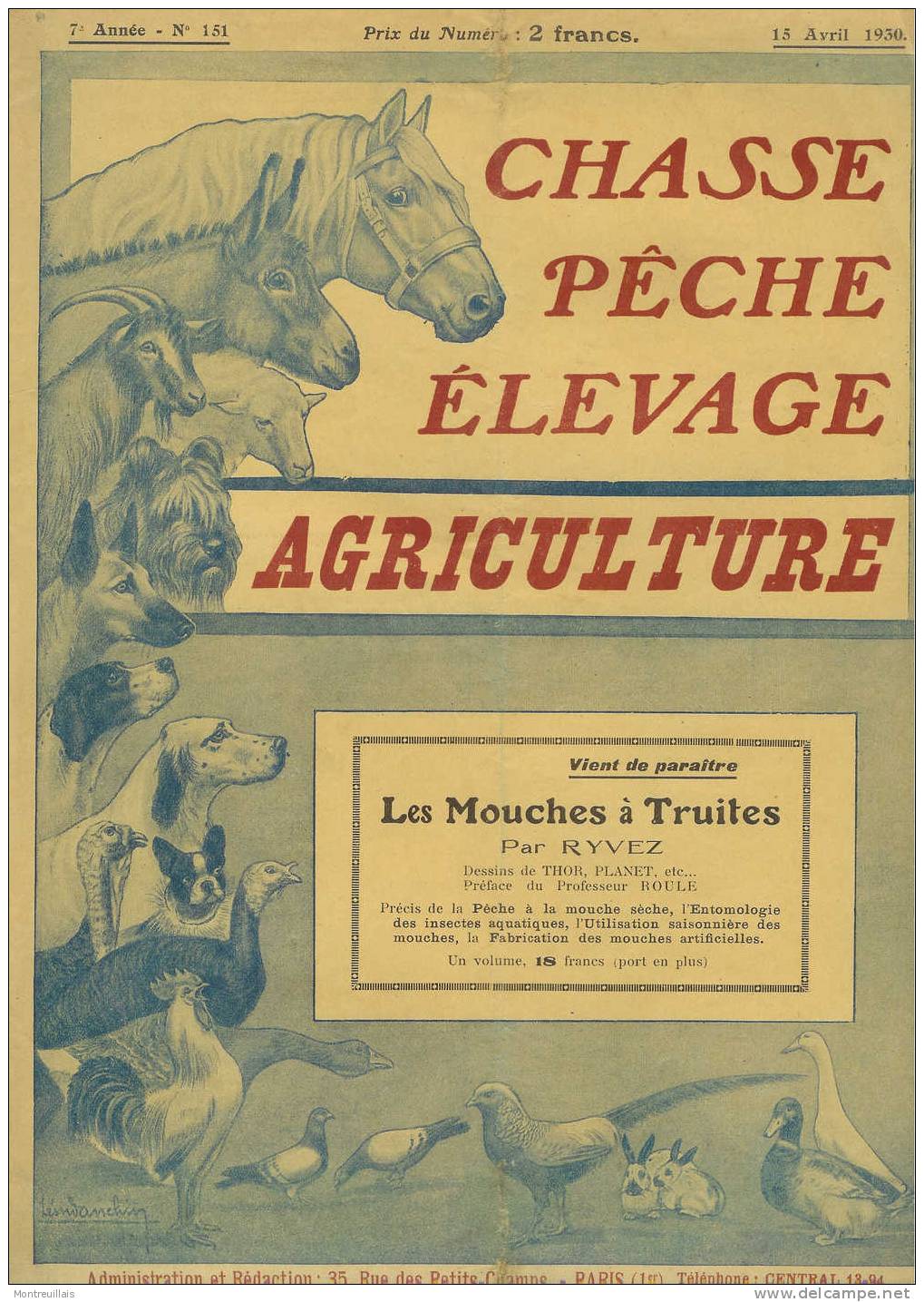 Chasse, Pêche, élevage, Agriculture, De 1930,  N° 151, 11 Pages, Format 22,5 X 30,5, Gibier, - Caccia/Pesca