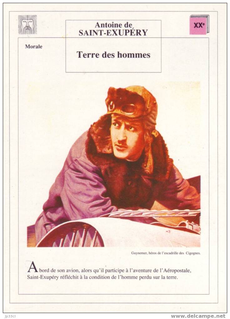 Fiche De Lecture Sur "Terre Des Hommes", De Saint-Exupéry - Learning Cards