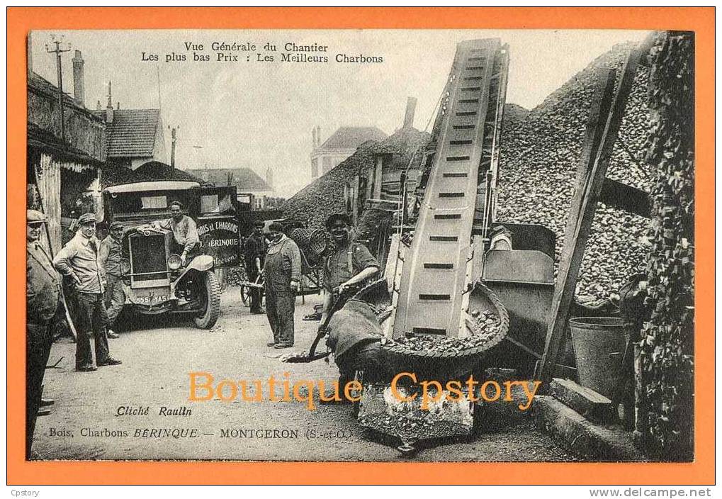 91 - MONTGERON - Bois Et Charbons Bérinque - Vue Du Chantier - Camion De Livraison De Charbon Au Dépot - Montgeron