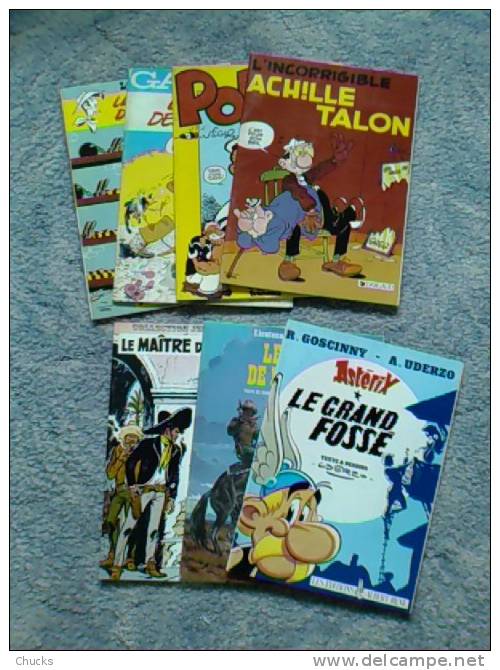 Série Complète De 8 BDs Publicitaires Total Achille Talon Blueberry Spirou Gaston Jerry Spring Lucky Luke Popeye Asterix - Bücherpakete