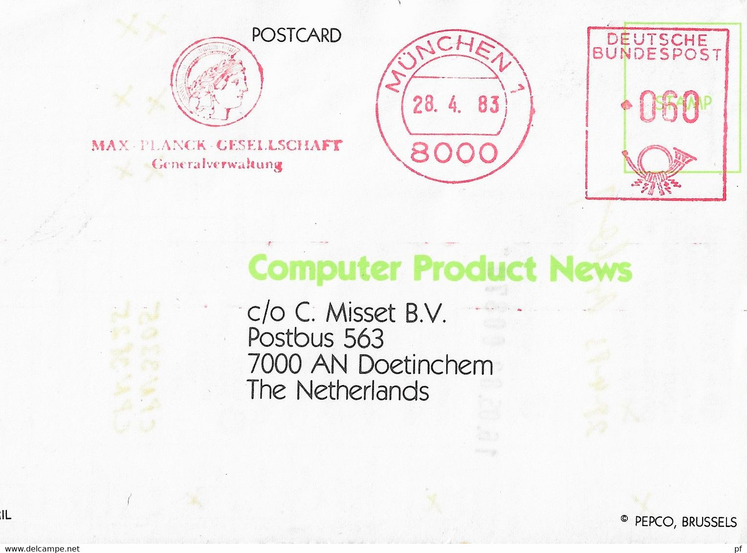 5 X Postcard Ema MAX PLANCK Institut Für Kernphusik  - Heidelberg -  Frankfurt - München - Stuttgart - Exploradores