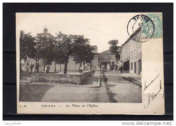 69 GRIGNY Place, Eglise, Animée, Ed LM, 1904, Dos 1900 - Grigny