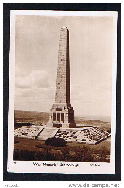 Early Real Photo Postcard Scarborough War Memorial Yorkshire - Ref 396 - Scarborough