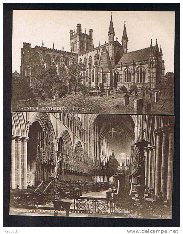 2 Early Postcards Chester Cathedral Cheshire - Exterior & Interior - Ref 397 - Chester
