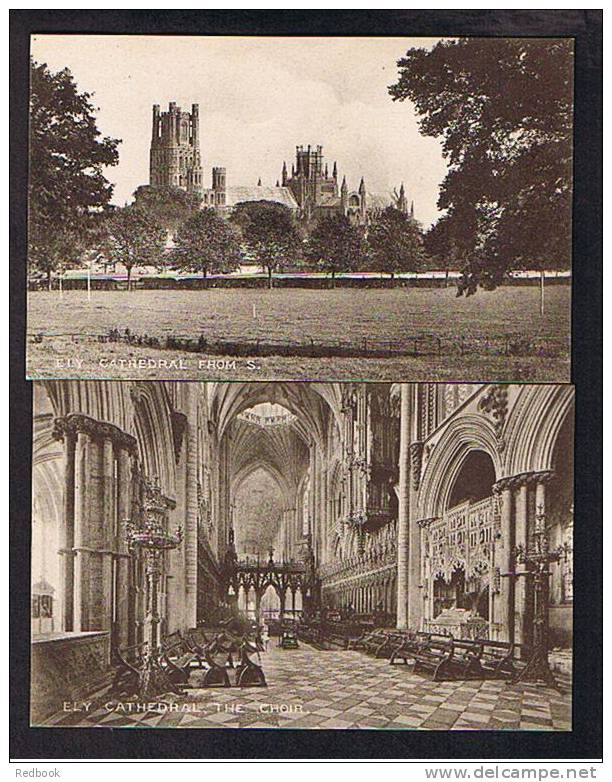 2 Early Postcards Ely Cathedral Cambridgeshire - Exterior & Interior - Ref 397 - Ely