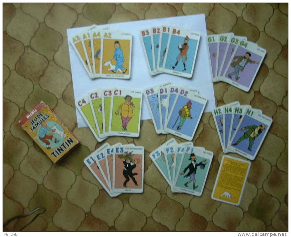 Carte à Jouer De Jeu 8 Familles De 4 Cartes Tintin - Edition Carta Mundi Hergé 1993 - Cartes à Jouer Classiques