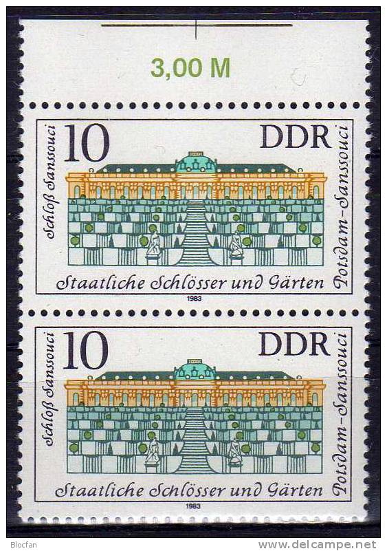 Sanssouci Kurzes H In Schlösser DDR 2826 I ** 50€ Mit Vergleichsstück - Errors & Oddities
