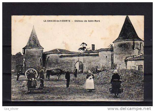 85 LA CHAIZE LE VICOMTE Chateau De St Mars, Bien Animée, Attelage De Boeufs, Ed ?, 191? - La Chaize Le Vicomte