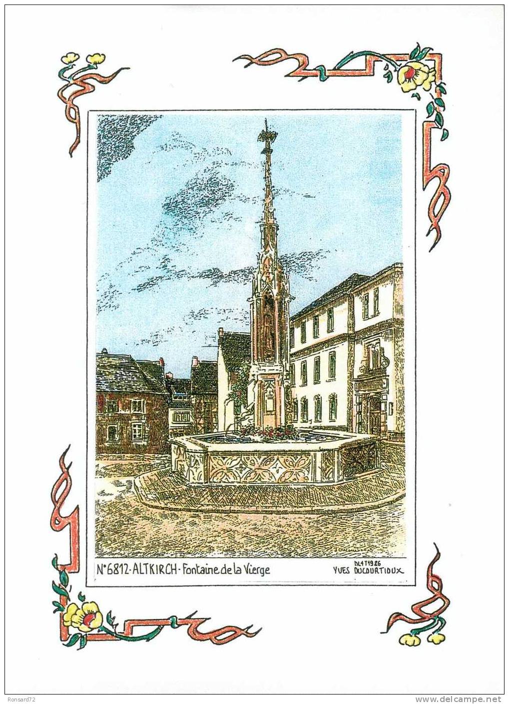 68 ALTKIRCH - Fontaine De La Vierge  - Illustration Yves Ducourtioux - Altkirch