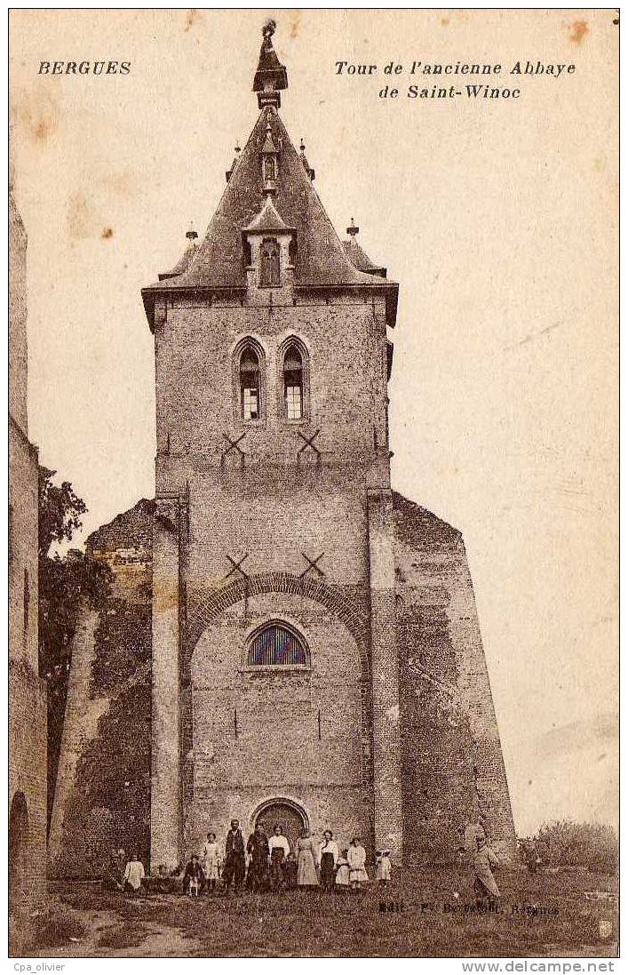 59 BERGUES Tour De L'Ancienne Abbaye De St Winoc, Animée, Ed Berthelot, 192? - Bergues