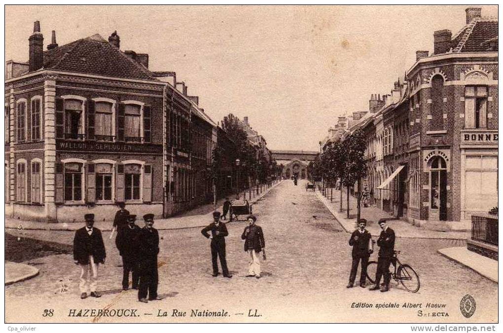 59 HAZEBROUCK Rue Nationale, Bien Animée, Ed Hauew LL 38, 191? - Hazebrouck
