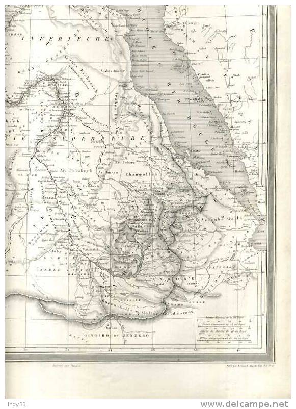 - AFRIQUE ORIENTALE .... CARTE GRAVEE EN 1837 SOUS LA DIRECTION DE C.V. MONIN - Mapas Geográficas