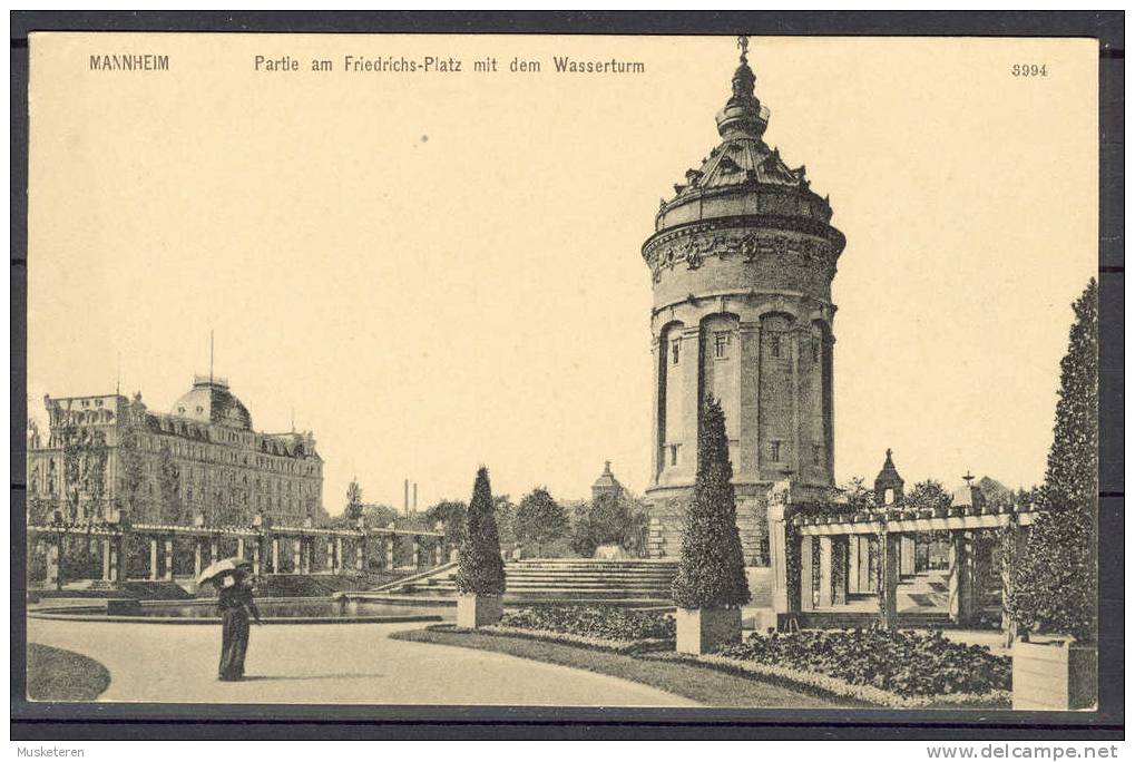 Germany Baden-Württemberg Mannheim Partie Am Friedrichs-Platz Mit Dem Wasserturm Tower Carte Postale Postcard Postkarte - Mannheim