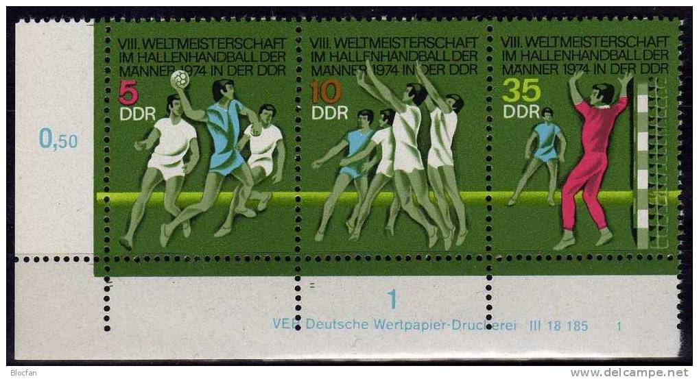 Druckvermerk Handball WM DDR 1928/0 Plus DV 1  ** 11€ - Se-Tenant