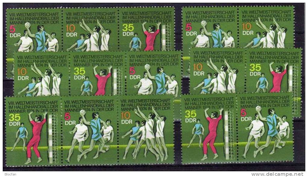 WM Handball 1974 In Block-Form DDR 1928/0,18x ZD Mit 6 Blocks ** 30€ Hb M/s Sport Bloc Ss Se-tenants Bf GDR Germany - Balonmano