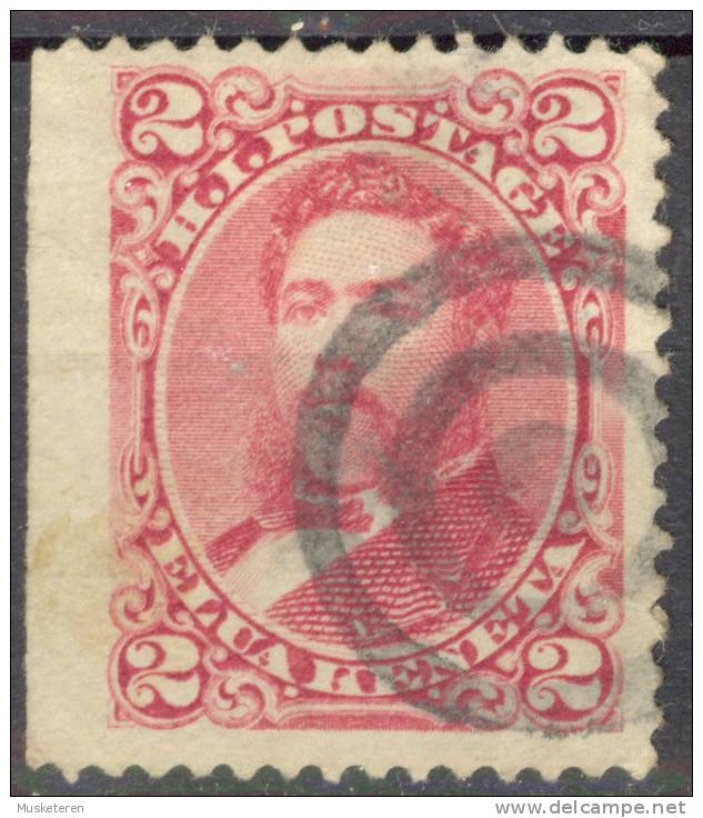 Hawaii 1886 Mi. 28b 2c. King Kalakaua I. Wingmark Deluxe Killer 4-Ring Cancel !! - Hawaii