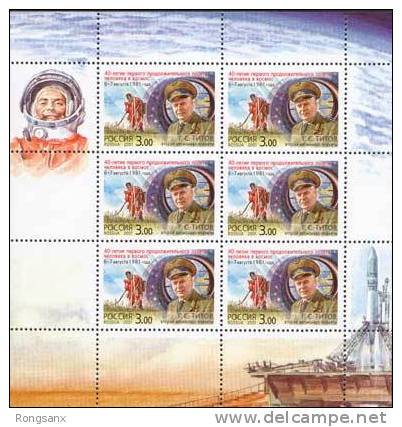 2001 RUSSIA 40th Anniversary Of First Long Manned Space Flight.SHEETLET - Russie & URSS