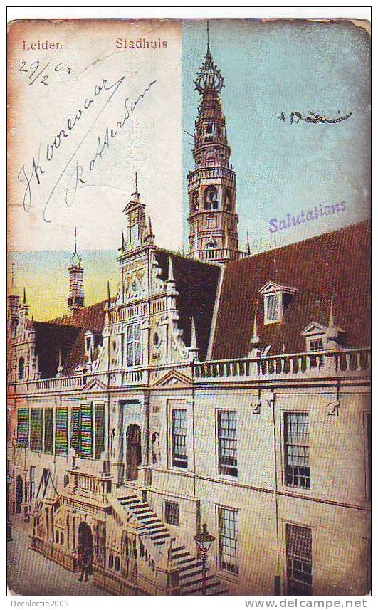 Z703 Netherlands Leiden Circulated 1904 Stadhuis Little Bending - Leiden