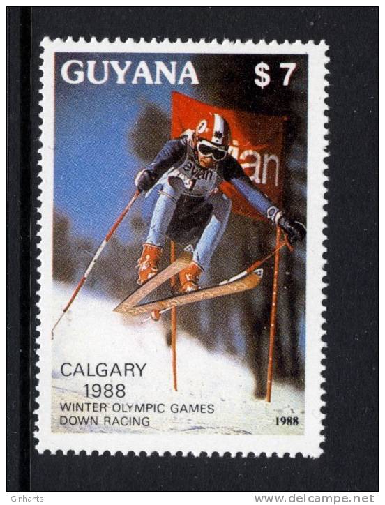 GUYANA - 1988 WINTER OLYMPICS IN CALGARY $7 STAMP SUPERB MNH ** - Invierno 1988: Calgary