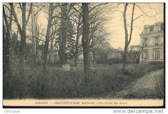 1910 93 Seine Carte Saint Denis  Gagny  Institution Renou  Poste Ferroviaire Cachet Chalons Sur Marne  Paris - Poste Ferroviaire