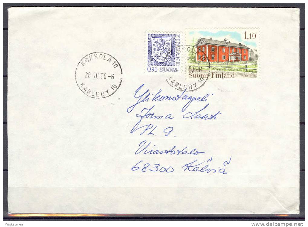 Finland Deluxe KOKKOLA Karleby 10 Cancel 1980 Cover To Kälviä Wooden Buildings Issue - Briefe U. Dokumente