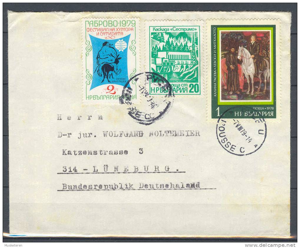 Bulgaria Mult Franked Deluxe ROUSSE Cancel Cover 1979 To BRD Germany International Festival Of Humor - Covers & Documents