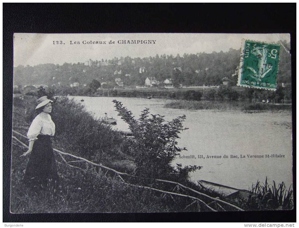 LES COTEAUX DE CHAMPIGNY / BELLE CARTE ANIMEE / 1911 / SCHMITT / I.P.M / N°123 - Champigny