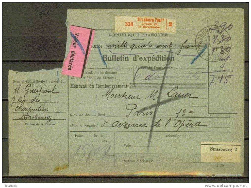 FRANCE N° 144 Paire, 189, 199 +  Fiscal Obl. S/bulletin D´expédition - Storia Postale