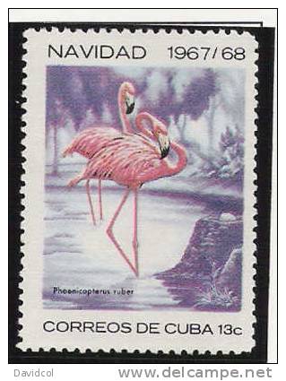 P777.-.C U B A.- 1967 .- " BIRDS / PAJAROS.- CHRISTMAS / NAVIDAD  " .- EDIFIL #: 1557 .- MNH.- - Flamants