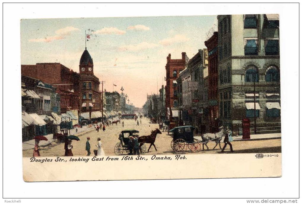 1908 -  USA -   AK/CP/Post Card - OMAHA, Douglas Street, Looking East From 16th Str. - S.Scans  (us 9502) - Omaha