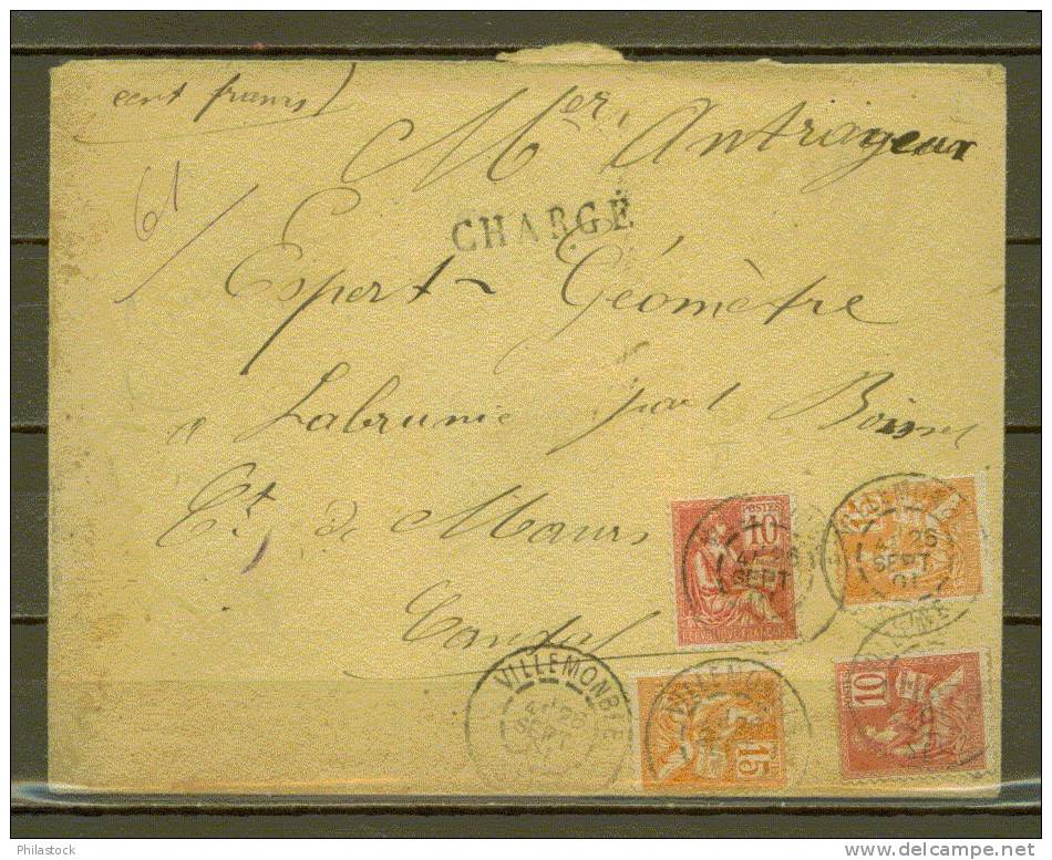 FRANCE N° 116 X 2 & 117 X 2 Obl. S/Lettre Entiére Chargée - Lettres & Documents